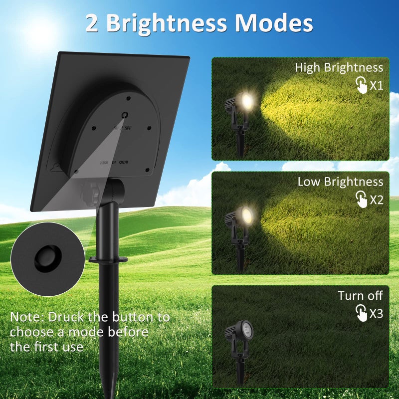 T-SUNUS Solar Christmas Spotlight Outdoor Warm White 3000K, 4-in-1 Spot Lights IP65 Waterproof 9.8ft Cable 5W Separated Panel, Auto On/Off for Garden Flag Tree Patio Yard Driveway Pathway Halloween - Image 3